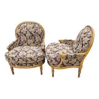 Dm D & D Building Nyc French Louis XVI Style Giltwood Oversized Bergère Armchairs For Sale