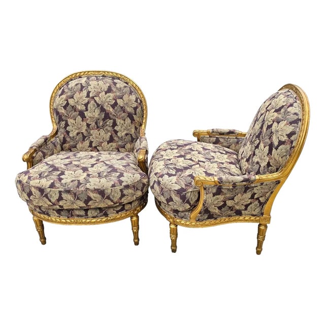 Dm D & D Building Nyc French Louis XVI Style Giltwood Oversized Bergère Armchairs For Sale
