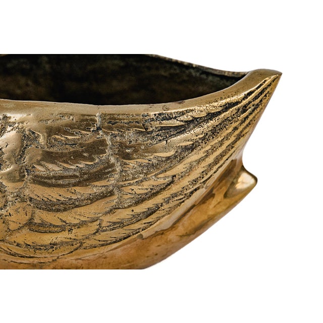 Brass Vintage Mid-Century Solid Brass Swan Planter and/or Catchall 7" For Sale - Image 8 of 11