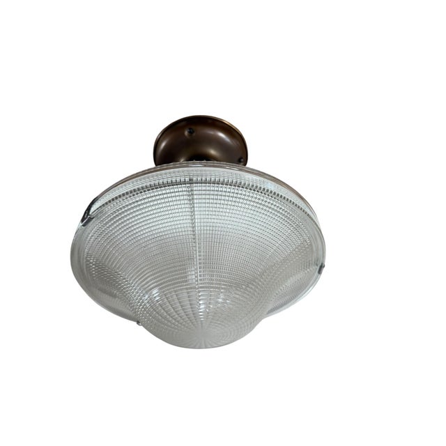 Holophane Mid 20th Century Rare Holophane Flushmount Light Fixture For Sale - Image 4 of 11