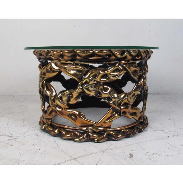 Round Mid-Century Modern Glass Top Coffee Table For Sale - Image 4 of 7
