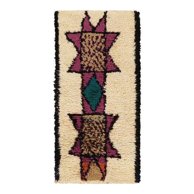Vintage Moroccan Runner With Polychromatic Geometric Medallions From Rug & Kilim For Sale