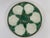 A beautiful classic French Longchamp glazed majolica oyster plate with a vibrant green faux basket weave background and...