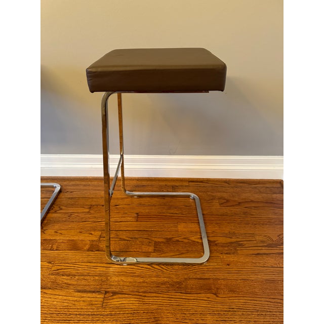 Knoll four seasons barstools chrome and vicenza leather. Originally designed by Ludwig Mies van der Rohe for the Four...