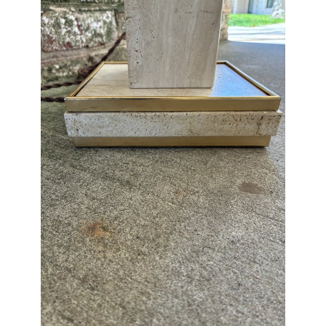 Vintage Travertine Lamp, France For Sale - Image 9 of 13