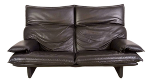 Vintage Italian 3-Seater Sofa in Black Leather, 1980s