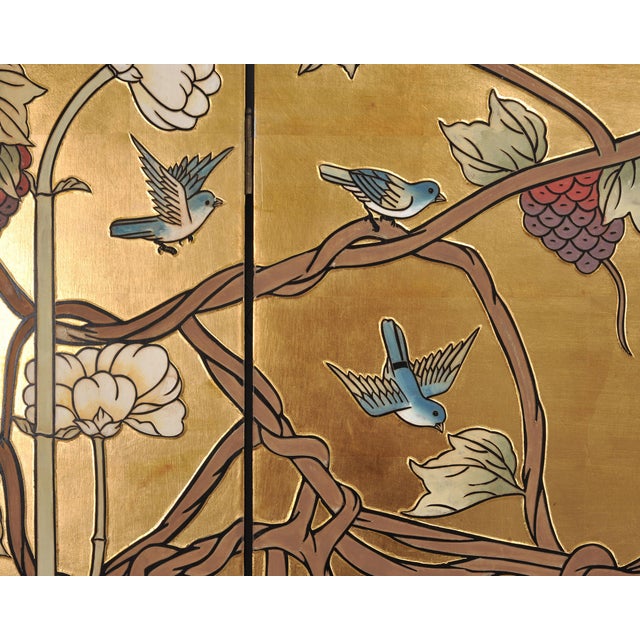 Chinese Export Flora and Fauna Gilt Coromandel Screen 8 Ft For Sale - Image 11 of 18