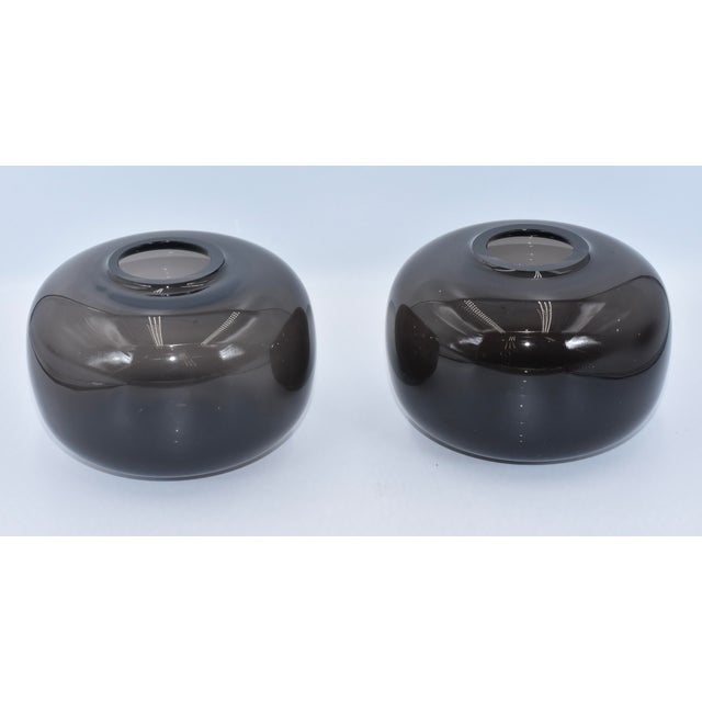 1970s Villeroy & Boch Vintage 1970s, Minimalist Round Art Glass Orb Vase 2pc Set For Sale - Image 5 of 9