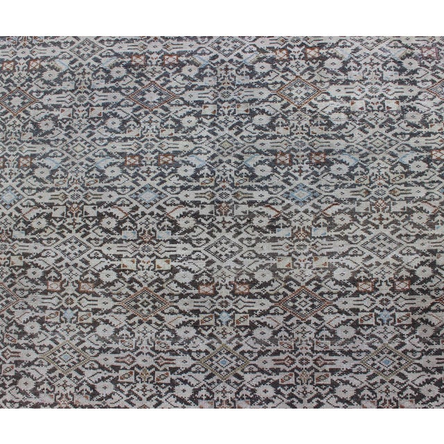 Wide Gallery Rug Persian Malayer With Geometric Design Charcoal & Citron Green 8'2 X 14'0 For Sale - Image 10 of 14