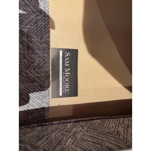 Sam Moore Sam Moore Transitional Gray-Blue Geometric Upholstered Sofa For Sale - Image 4 of 4