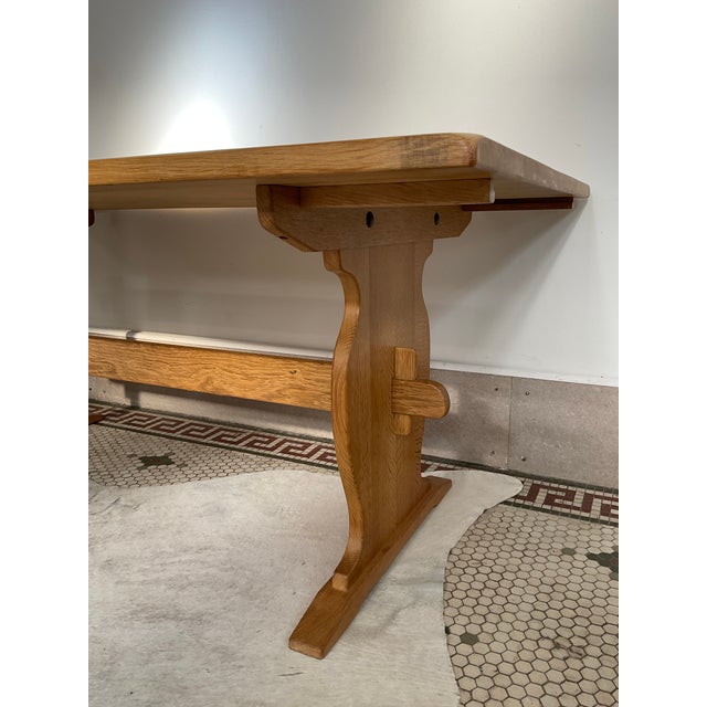 1970s Oak Trestle-Dining Table, Manner of Henning Kjaernulf For Sale - Image 9 of 17
