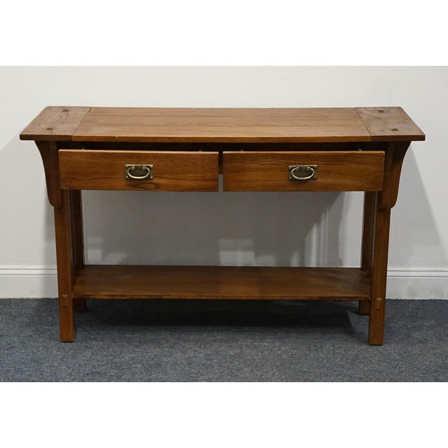 Late 20th Century Leick Home Oak Craftsman Mission Style 54" Accent Console Sofa Table For Sale - Image 5 of 12