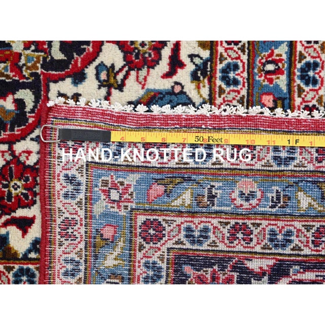 1960 Red Worn Wool Hand Knotted Vintage Persian Kashan Dense Weave Pure Wool Soft Rug For Sale - Image 4 of 12