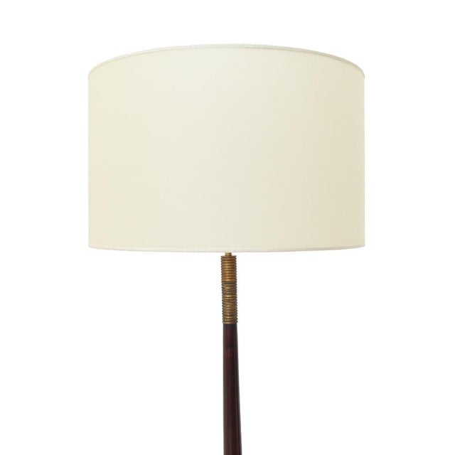 Mid-Century Modern Floor Lamp with Brass Base and Parchment Lampshade, 1940s For Sale - Image 3 of 12