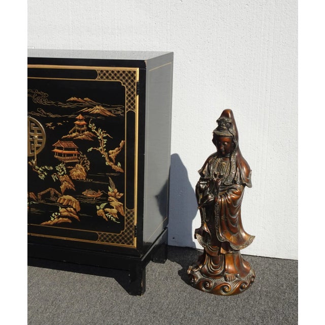 Vintage Quan Yin Bronze Colored Statue Gorgeous Statue in Good Vintage Condition. Solid and Firm. There is a tiny break in...