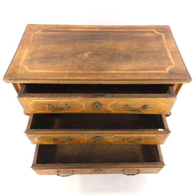 French Provincial Antique French Provincial Walnut Commode Inlaid 3 Drawer Chest Late 18th C For Sale - Image 3 of 13
