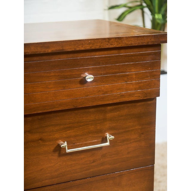 Mid-Century Modern Walnut 6-Drawer Dresser With Chrome Pulls For Sale - Image 9 of 10