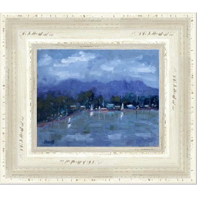 "Cloudy Day at Morro Bay with Sailboats" Contemporary Seascape Oil Painting For Sale - Image 12 of 12