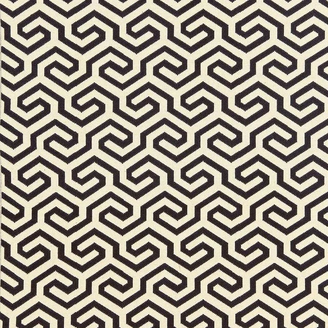 Sample - Schumacher Ming Fret Fabric in Noir For Sale