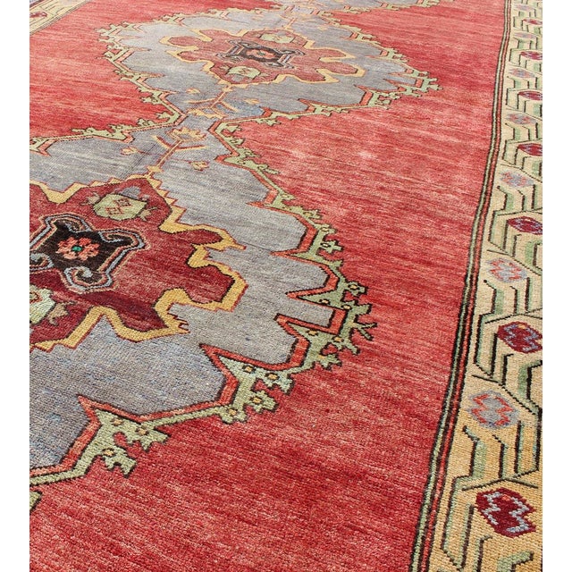 This beautiful vintage Oushak runner from mid-20th Century Turkey features a Classic Oushak design, which is enhanced by...