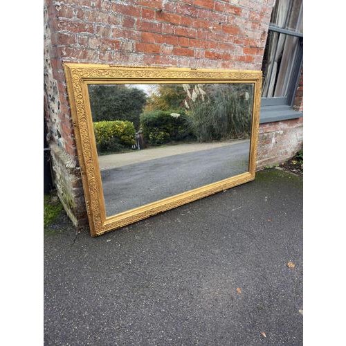Large Antique English Carved and Gesso Gilt Wood Mirror, 19th Century For Sale - Image 6 of 7
