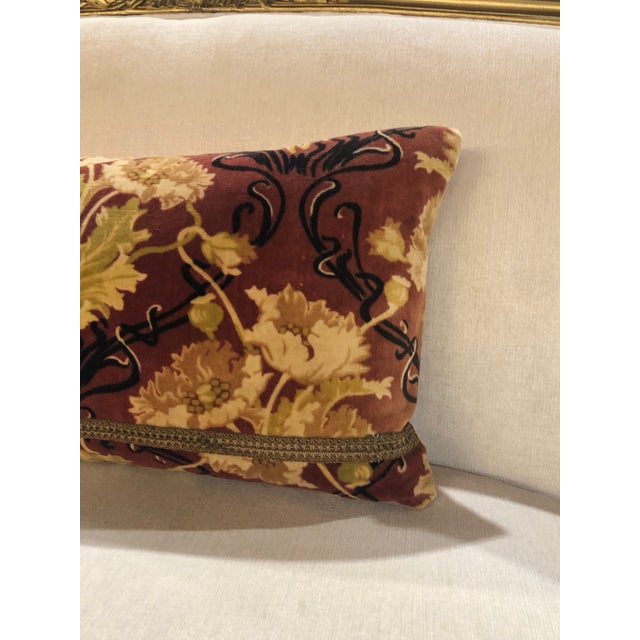 Vintage Brown & Yellow Art Nouveau Velvet Decorative Long Bolster Pillow Small orange and yellow silk check pattern...