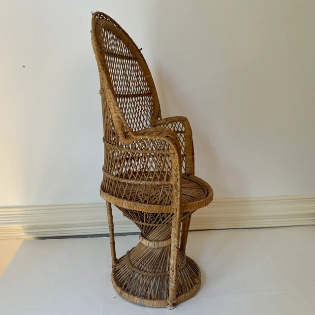 Wood 1960s Child Size Rattan Peacock Chair For Sale - Image 7 of 7
