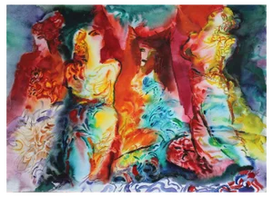 Malda Muizule, Bacchantes, Watercolor on Paper