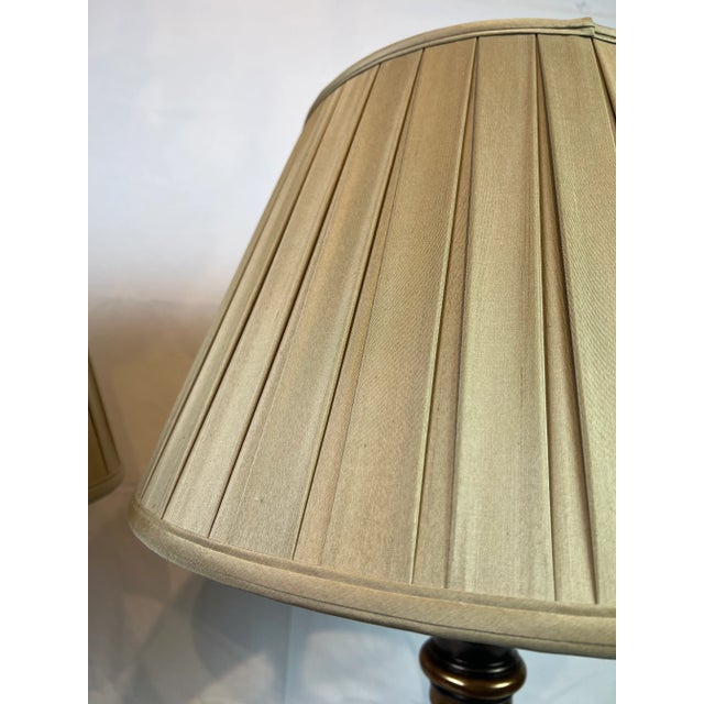 1990s Traditional Wooden Candlestick Style Lamps - a Pair For Sale - Image 9 of 12