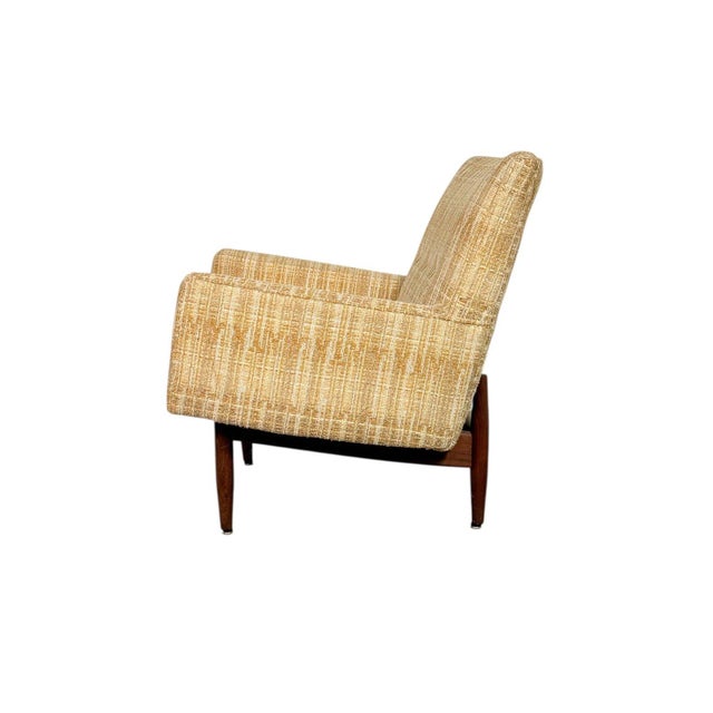 Jens Risom 1950s Jens Risom Club Lounge Chair With Walnut Frame For Sale - Image 4 of 13