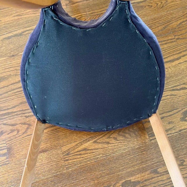 Custom Solid Maple Ultra-Modern "Gazelle" Dining Chairs with Purple Fabric - Set of 6 For Sale - Image 12 of 13