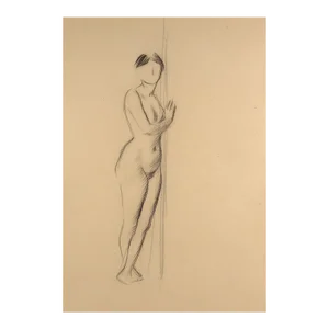 Jean-Louis Forain Pencil on Paper Drawing, Standing Nude Woman