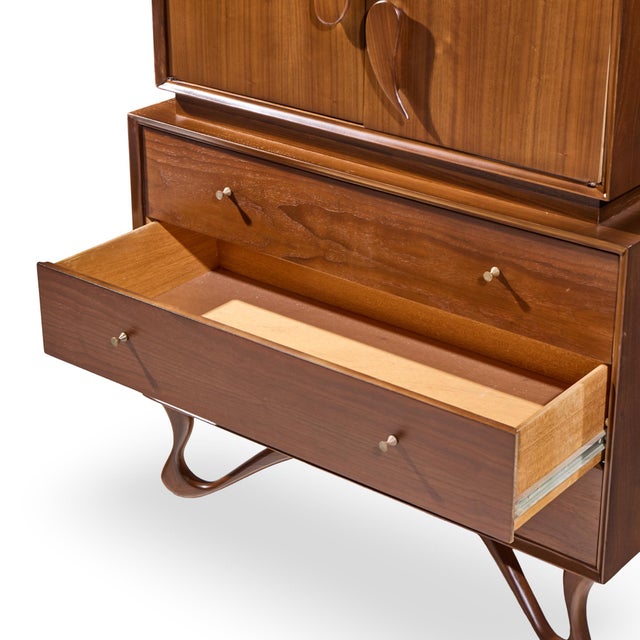 Wood Vladimir Kagan Style Mid Century Sculpted Walnut Highboy Dresser For Sale - Image 7 of 7