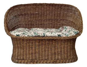 Mid 20th Century Mid Century Wicker Rattan Settee Sofa