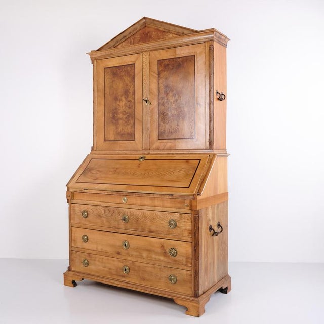 Brown South Jutland Louis XVI Oak Secretaire Cabinet, 1900 For Sale - Image 8 of 11