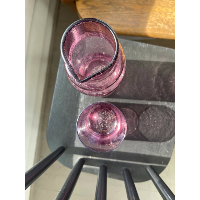 Late 20th Century Late 20th Century Bolle Amethyst Bubble Bedside Carafe Set For Sale - Image 5 of 5