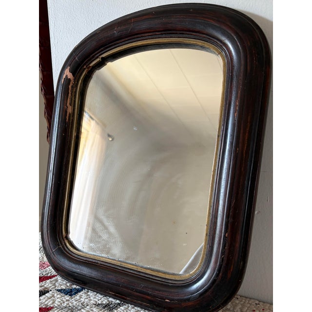 Antique Victorian Era Rounded Arch Tombstone Mirror With Original Glass For Sale - Image 9 of 9