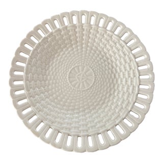 Antique English Reticulated Basket Weave Creamware Plate For Sale