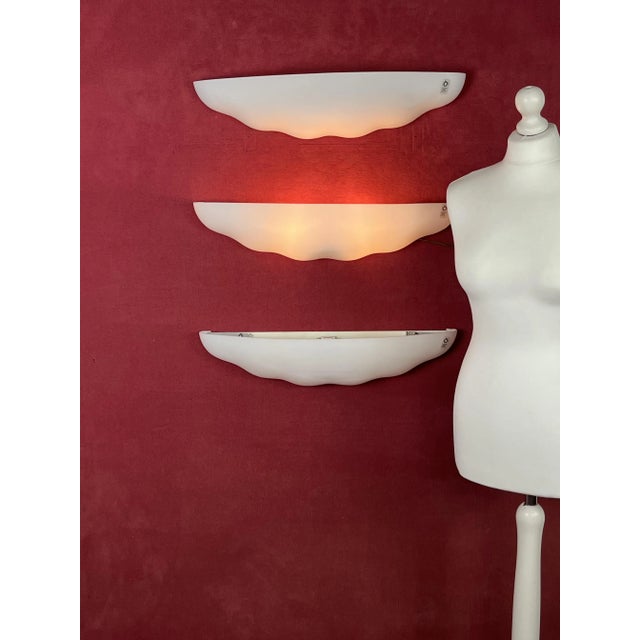 Large Wall Lamps in Opaline Blown Murano Glass from Leucos, 1980s, Set of 3 For Sale - Image 12 of 18