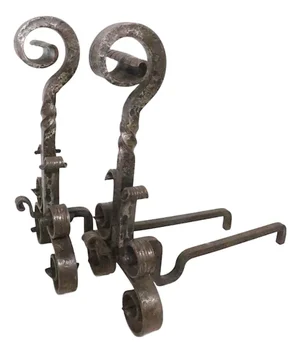 Early 20th Century Pair of Hand Forged Arts and Crafts Iron Andirons