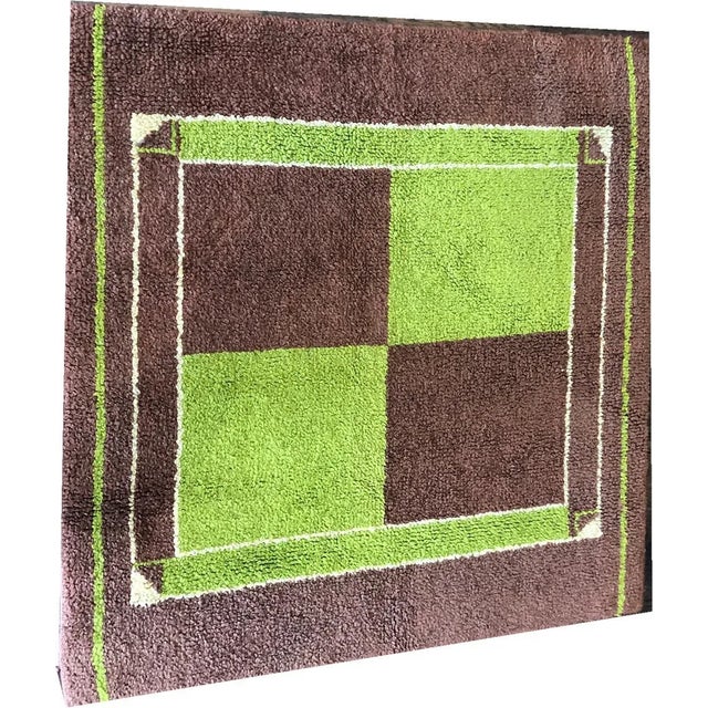 Mid-Century Modern Vintage Art Deco Scandinavian Area Rug - 4' X 4' For Sale - Image 3 of 7