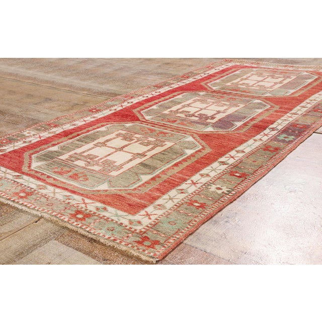 Red Vintage Turkish Oushak Rug, 03'04 X 06'11 For Sale - Image 8 of 10