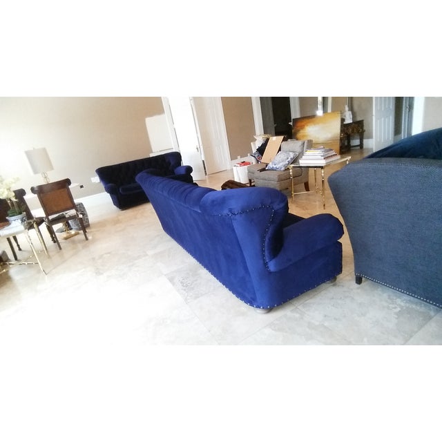 Restoration Hardware Churchill Blue Velvet Sofa Chairish