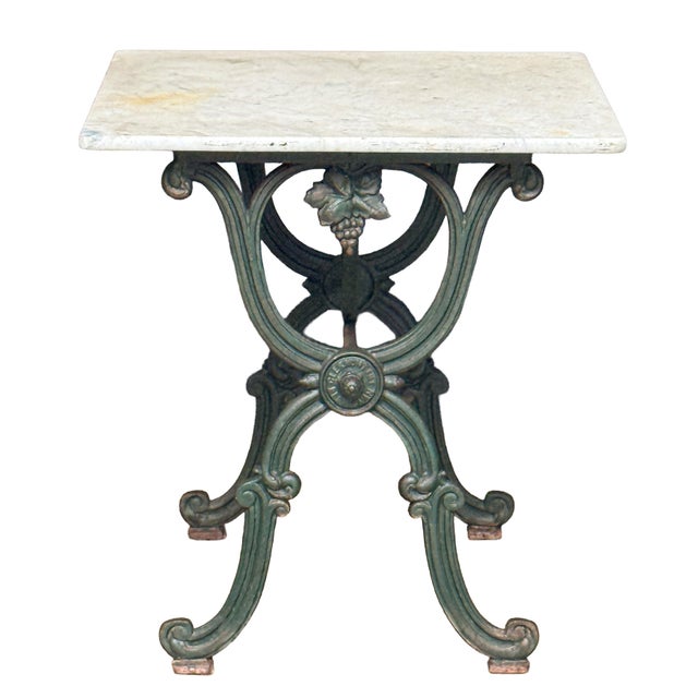 French Bistro or Conservatory Table With Marble Top Over Cast Iron Base For Sale In Austin - Image 6 of 10