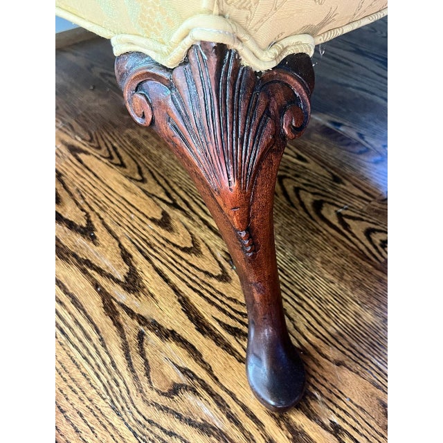 19th Century Vintage or Antique Silk Damask Wing Chair For Sale - Image 5 of 5