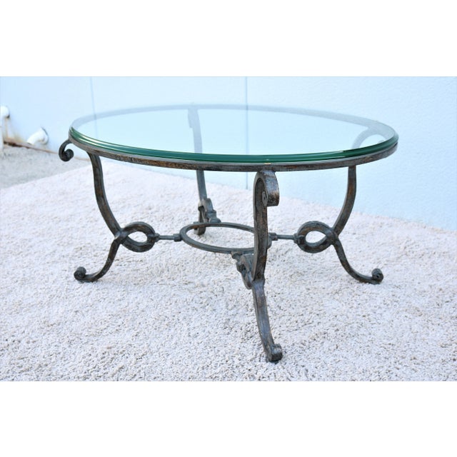 Vintage French Style Wrought Iron and Glass Oval Coffee Table For Sale In New York - Image 6 of 13