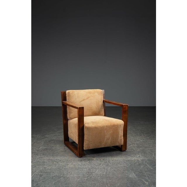 Modern Lounge Chair in Wood, 1940s, in Very Good conditions. I have official proof of authenticity such as vintage...
