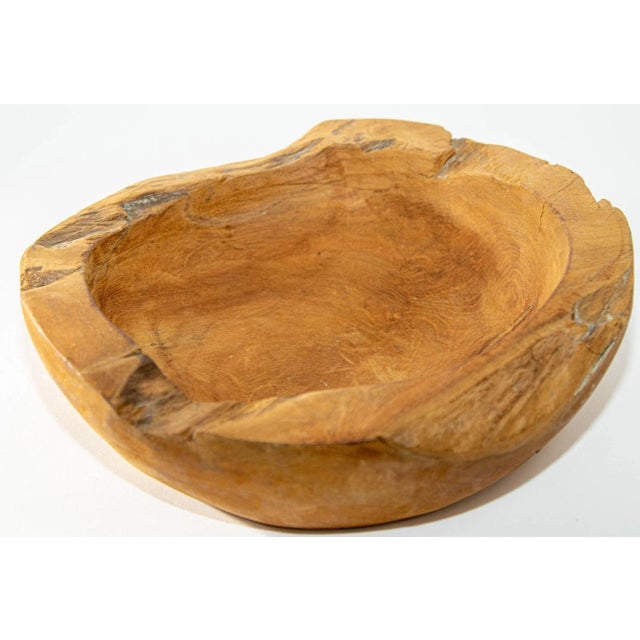 Vintage Organic Wood Root Bowl Natural Free Form Live Edge Sculptural Teak Bowl For Sale - Image 10 of 13