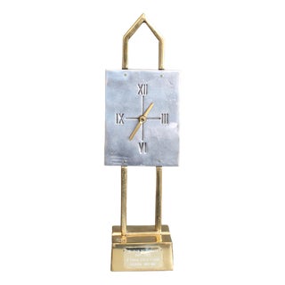 Aluminium and Brass Table Clock by David Marshall, 1990s For Sale