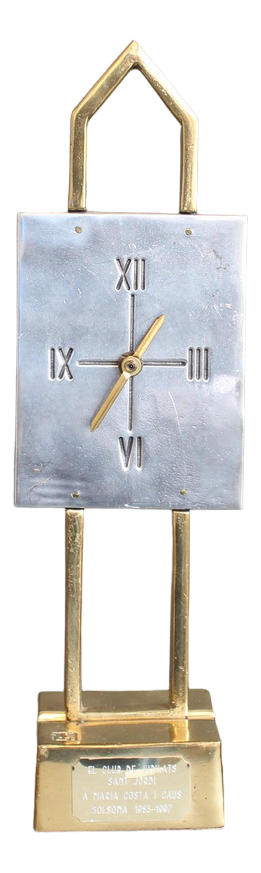 Aluminium and Brass Table Clock by David Marshall, 1990s
